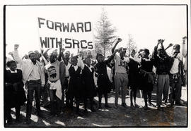 "Forward with SRCs" - banner and singing activists at the funeral of Hendrick Nkuna in ...