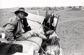 Piet Mostweu leaving Mogopa with his belongings on a truck because of their forced resettlement t...
