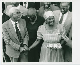 Albertina Sisulu with Walter Sisulu on her birthday.