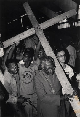 Archbishop Tutu at a service marking the end of a convocation of church leaders to discuss non-vi...