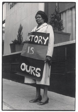 Victory is ours - UDF President Albertina Sisulu pickets in Johannesburg during Women's Day remem...