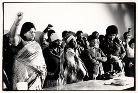 Priscilla Jana, Pauline Moloise and family, and Winnie Mandela at the memorial service for Ben Mo...