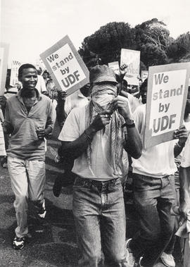 University of Cape Town students march in protest against the banning of 17 organisations (incl. ...