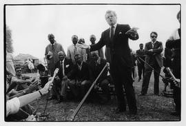 Senator Edward Kennedy in Mathopestad, community under threat of removal, during his visit to Sou...