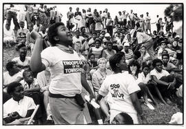 Singing at the "Troops out of the townships" End Conscription Campaign (ECC) picnic at ...