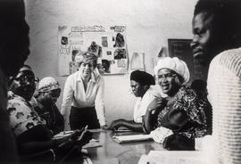 A meeting of domestic workers in a support and advice centre for domestics. (1980s)