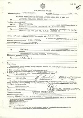 Affidavit by Warrant Officer J.J.F. Mostert, p15-16