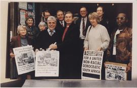 Anti-Apartheid demonstrations; and demonstration for free and fair elections - both in Britain 2