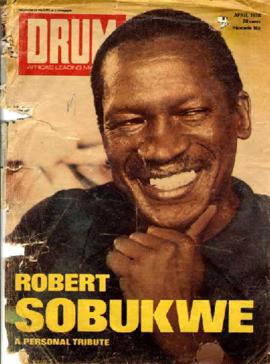 Drum magazine: Cover photograph of Sobukwe April 1978