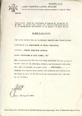 Annexure G.1.: JMB Declaration - passed Afrikaans