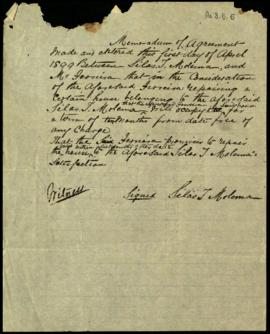 1899 April 1. Memorandum of agreement between Silas T Molema and Mr Ferreira, that in considerati...