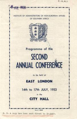 2nd Annual Conference, East London, Programme