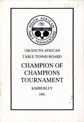 13th Champion of Champions Tournament, Kimberley, 1981
