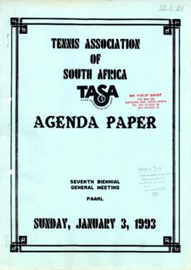 Agenda of the Seventh Biennial General Meeting, Paarl, 3 January, 1993